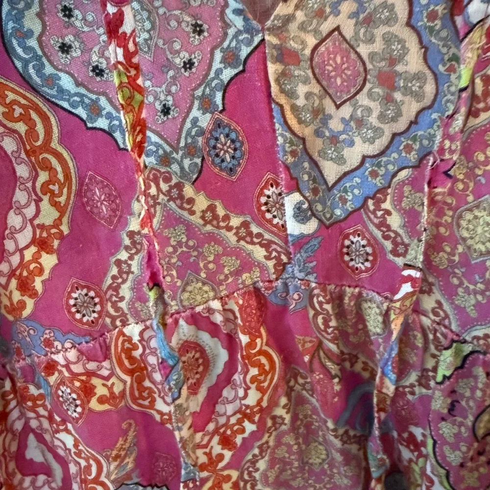Le Ragazze Paisley 100% Linen Mini Dress Made In Italy Size M - Picture 4 of 8